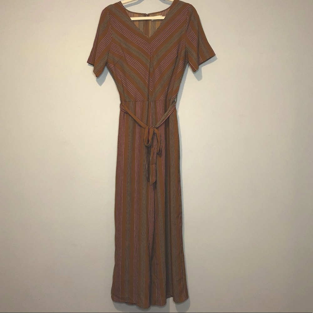 ROOLEE Women’s Orange Striped Jumpsuit Size M